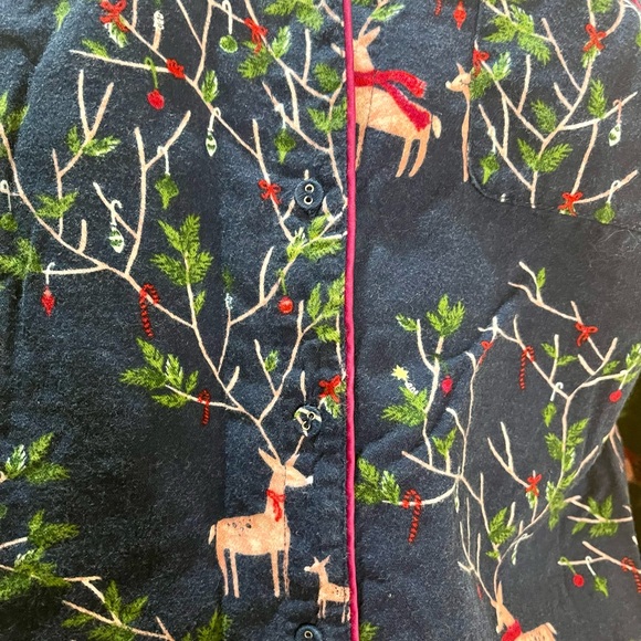 Gilligan & O'Malley 100% Cotton Pajama Set Navy & Pink Deer Print Women's Size L - Picture 6 of 9